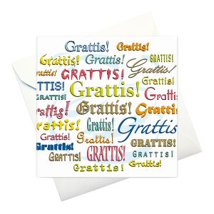 kort m kuvert: "Grattis!"