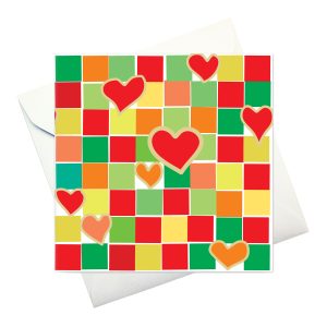 card w envelope: "Hearts & Squares"