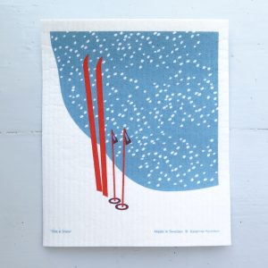 Swedish dishcloth: "Skis & Snow"