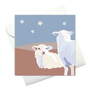 card w envelope: "Two Lambs"
