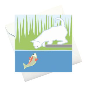 card w envelope: Cat And Fish