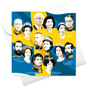 card w envelope: "The Swedish Kings & Queens of the Bernadotte Dynasty"