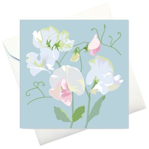 card w envelope: "Sweat Peas"  blå