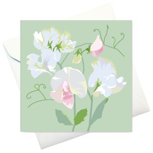 kort m kuvert: "Luktärter" grön